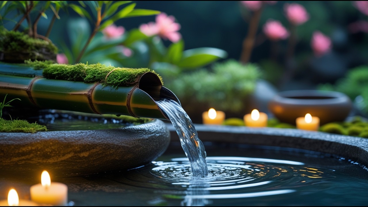 Relaxing Music 🌿 Bamboo Water Sounds - Healing of Stress • Relieve depression.