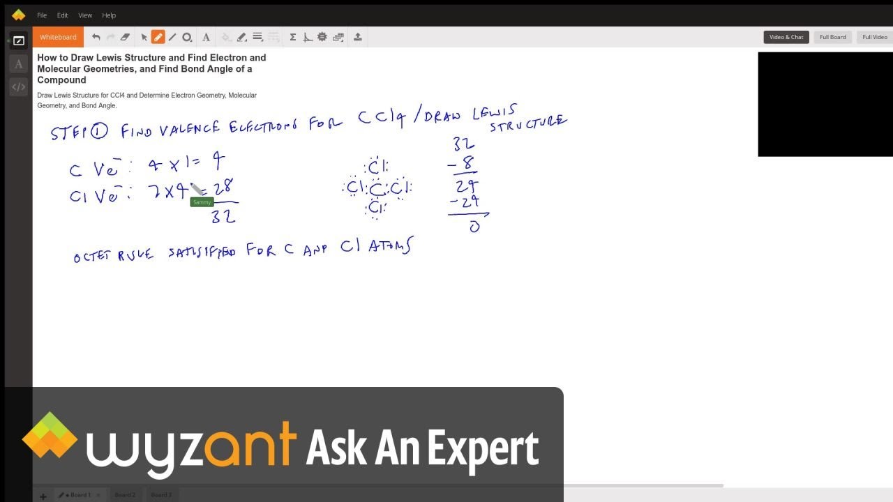Drawing Lewis Structure for CCl4 and Determining Geometries and Bond Angle