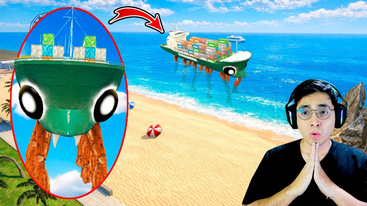 Un DRON capta a CRABTANIC MONSTRUO MARINO en la PLAYA - Garry's Mod