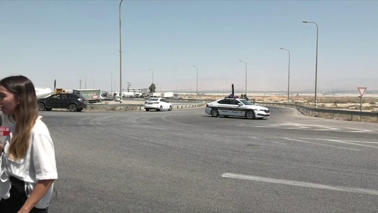 Emergency services at the border crossing between Israel and Jordan after shooting