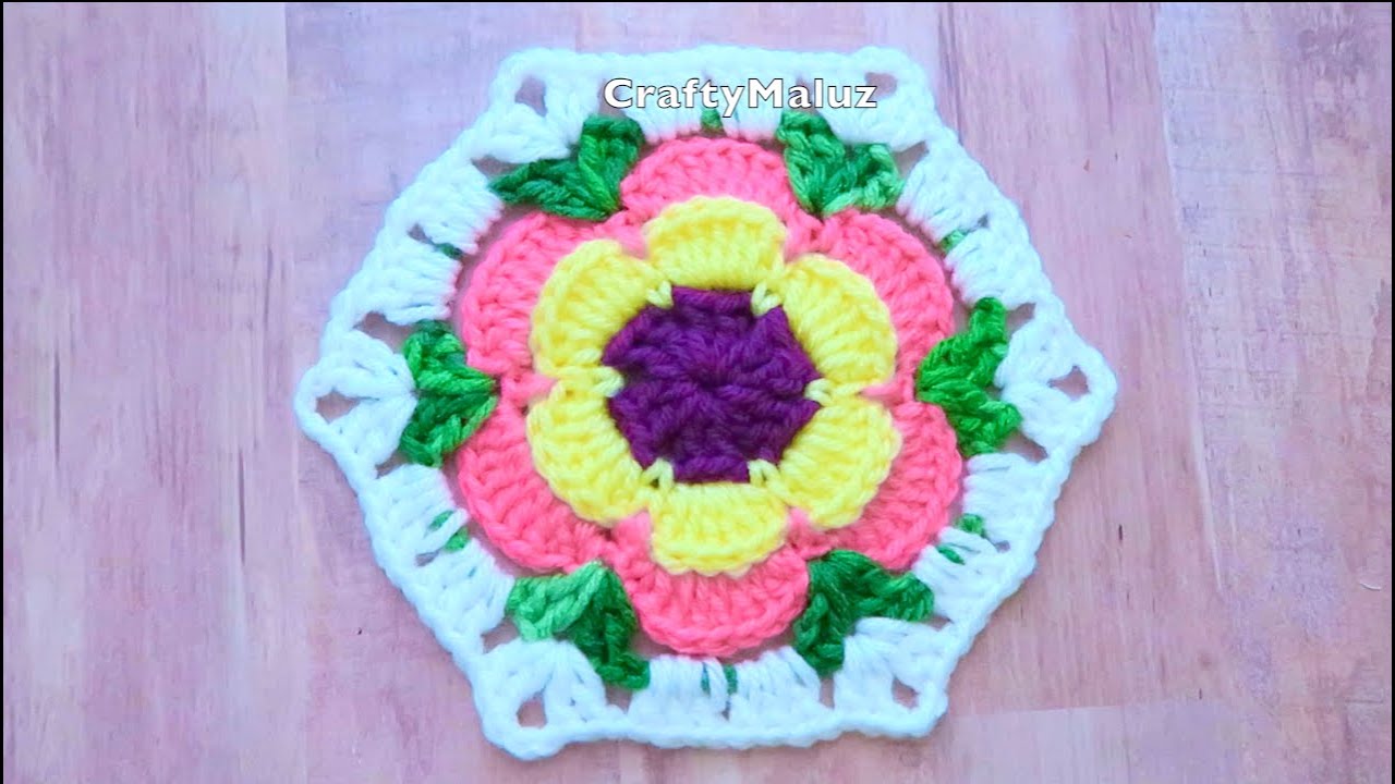 CROCHET TUTORIAL Hexágono a crochet paso a paso | flor hexágono tejido a crochet muy fácil
