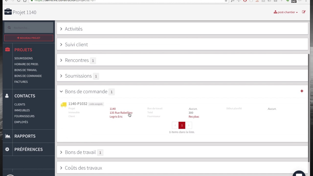 Logiciel de bon de commande pour entrepreneur en construction C-CUBE
