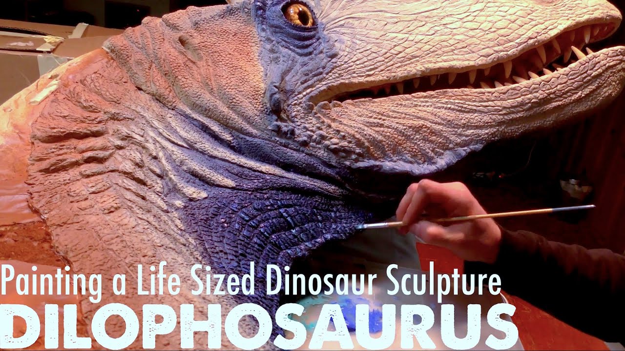 Painting a Life-sized Dinosaur Sculpture: Dilophosaurus
