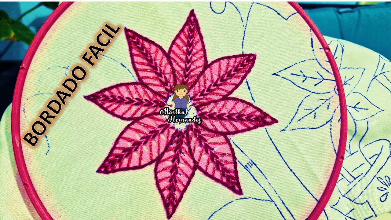 Bordado Fantasía Nochebuena Maceta Hand Embroidery