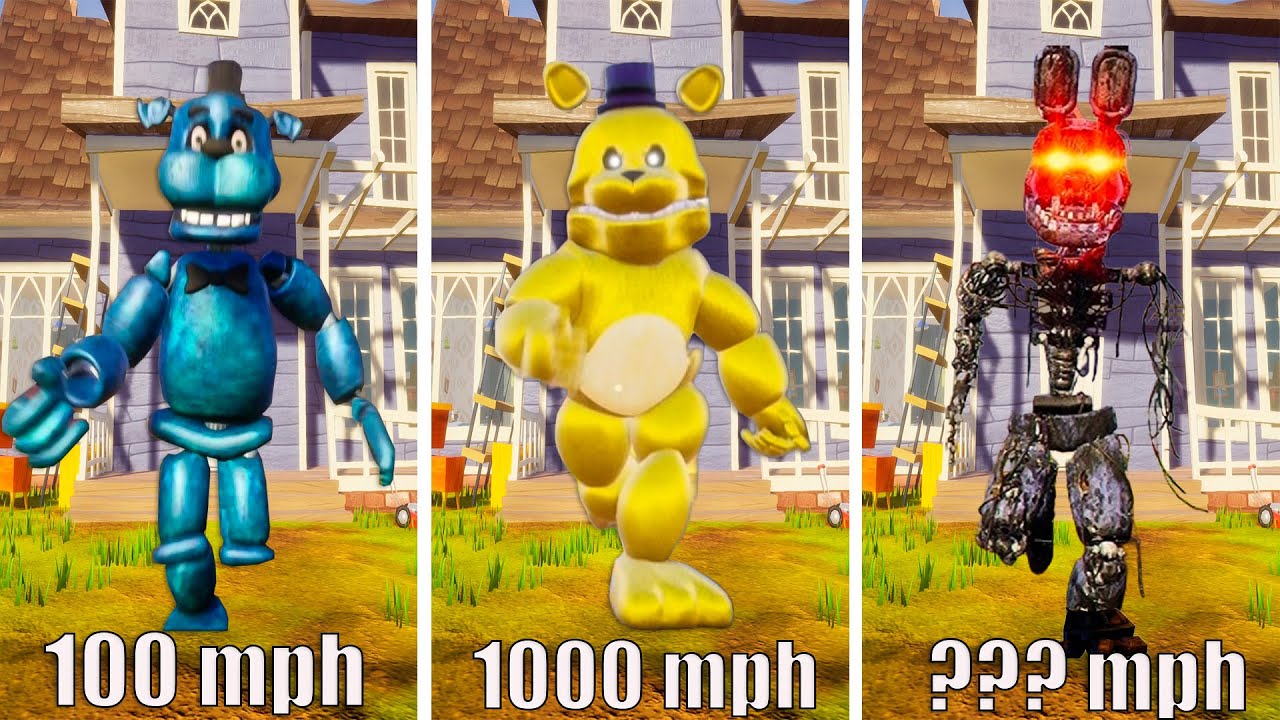 SPEED TEST for BEAR5, BONNIE and FREDBEAR in Hello Neighbor!