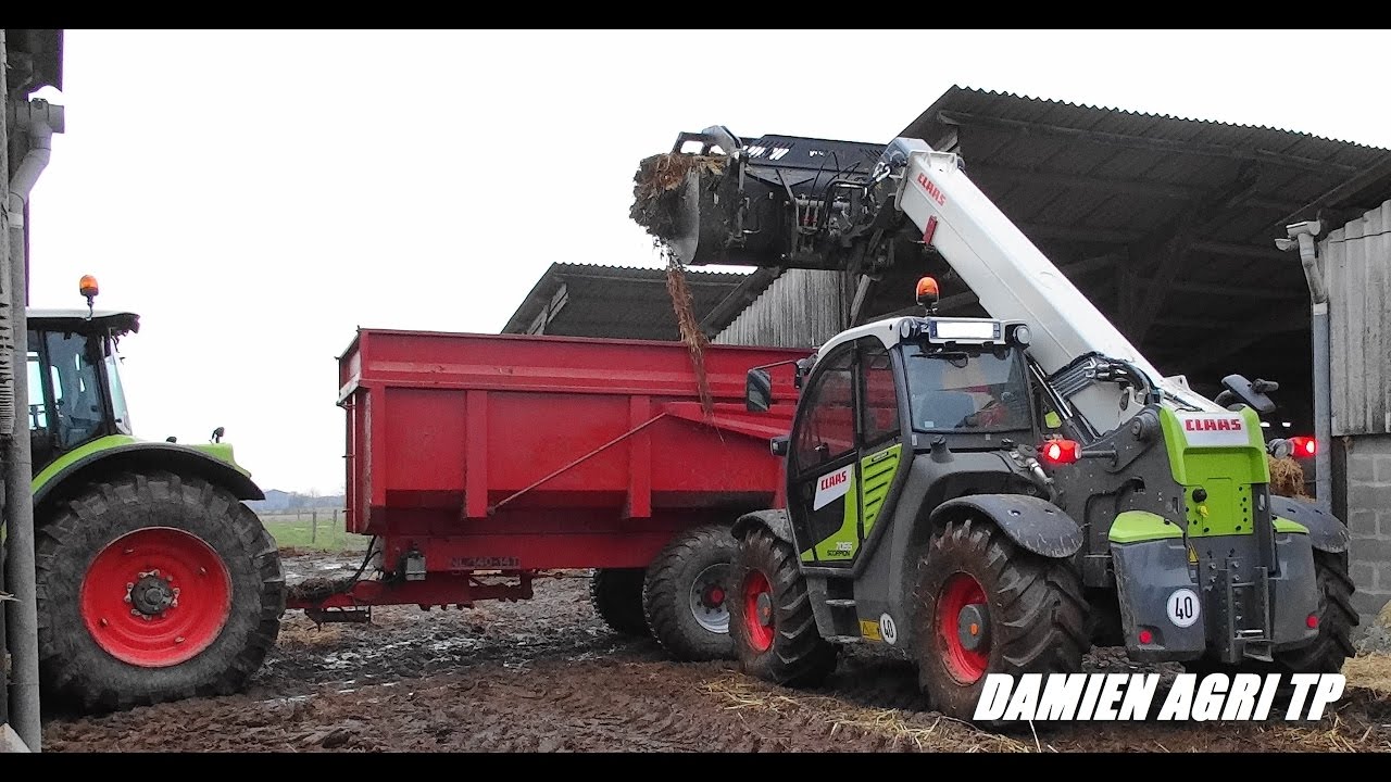 Curage + Transports fumier / CLAAS Scorpion 7055 et CLAAS arion 640 / SAS VALLEE CHANNY
