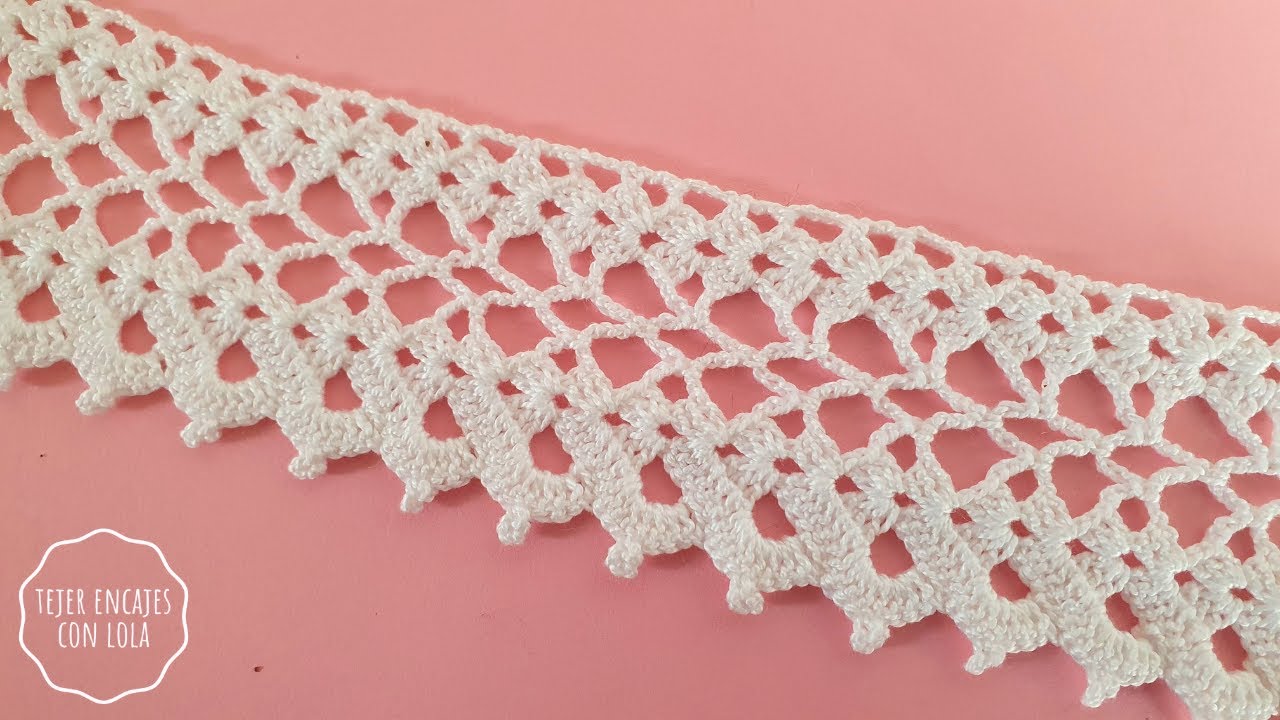 Tutorial de Puntilla Ancha Tejida en Vertical🍀 Puntilla de Crochet Paso a Paso