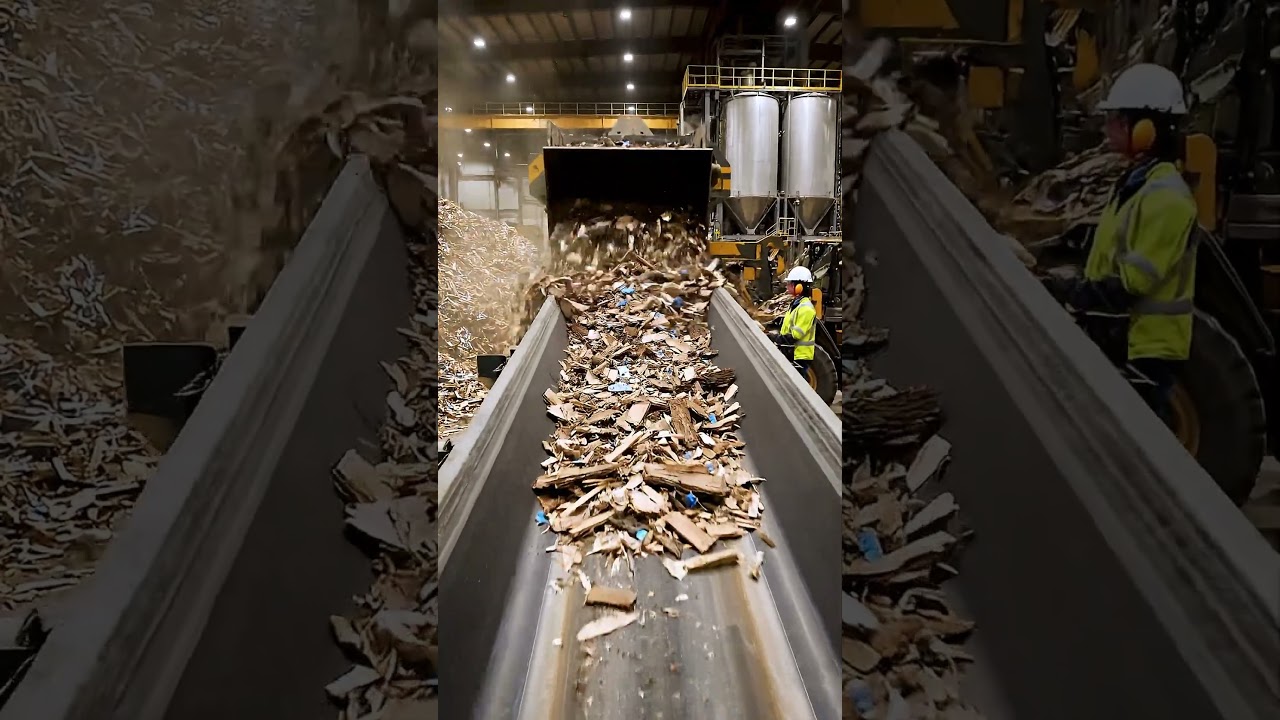 inside a wood recycling factory the #ruraltechreview #truck #woodworking