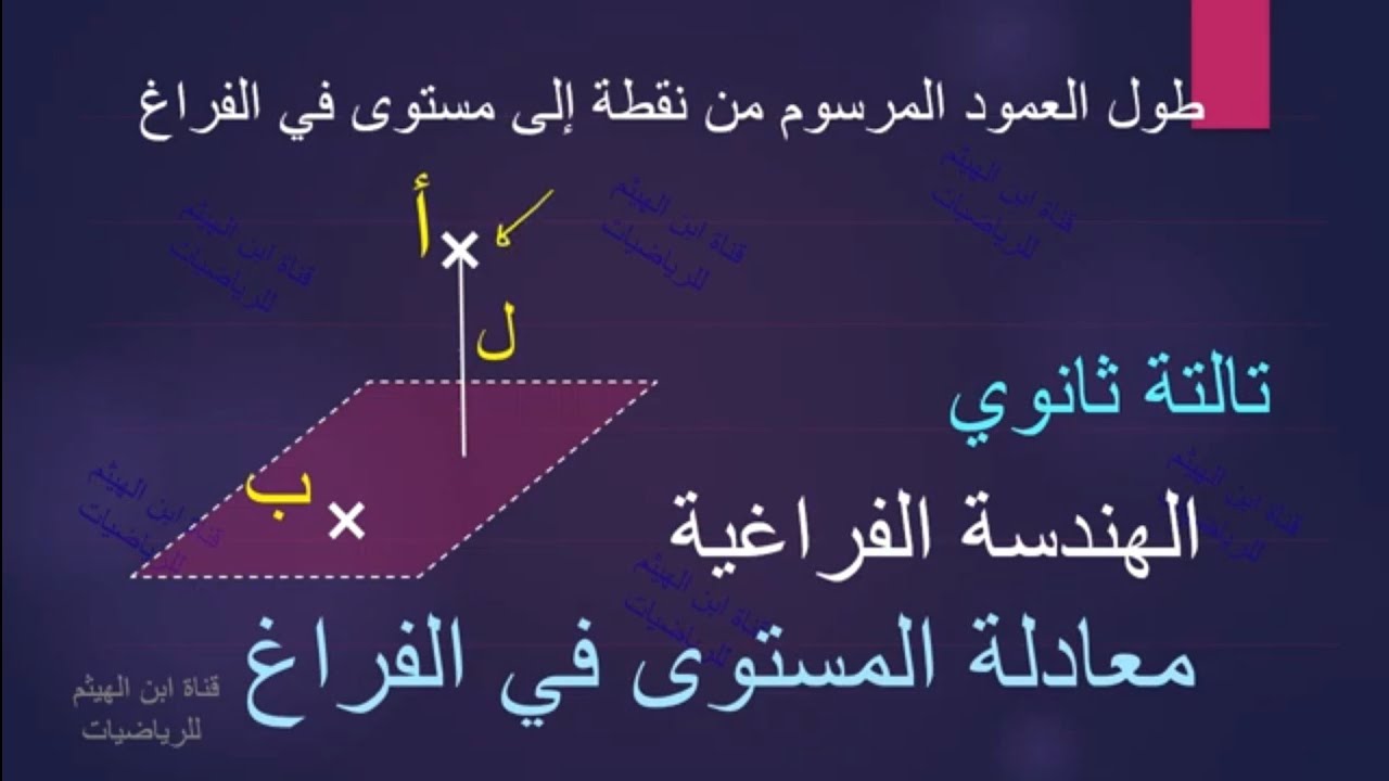 طول العمود المرسوم من نقطة إلى مستوى في الفراغ #ابن_الهيثم_للرياضيات