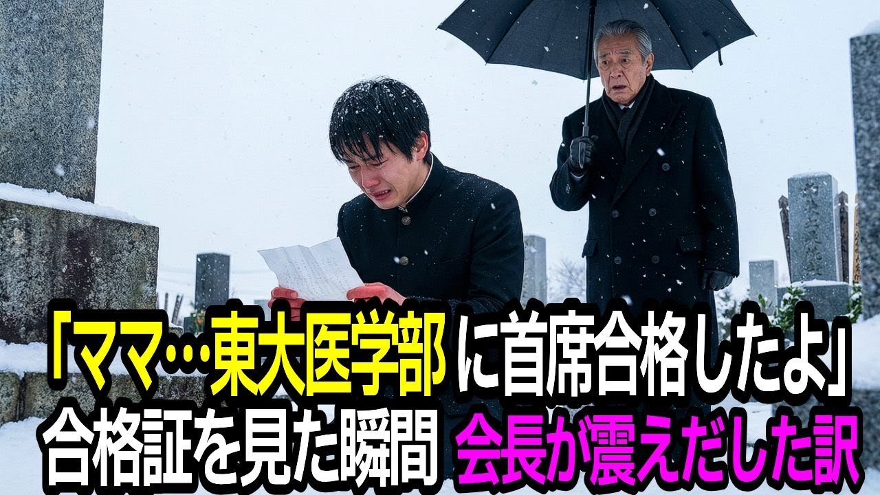 大雪の娘の命日、墓で「東京大学医学部に首席合格した」と泣く青年――会長が合格証を見た瞬間、その場で号泣する事態に【感動する話】【朗読】