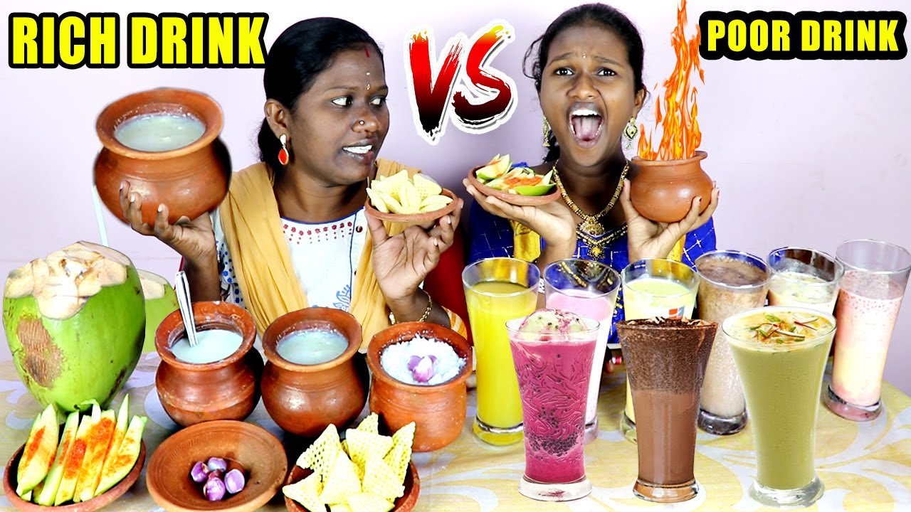 RICH VS POOR FOOD / HEALTHY VS JUNK DRINK CHALLENGE IN TAMIL FOODIES DIVYA VS ANUSHYA