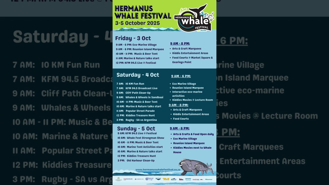 🐋Hermanus Whale Festival 2025 Program | 3&ndash;5 October #hermanuswhalefestival #whale
