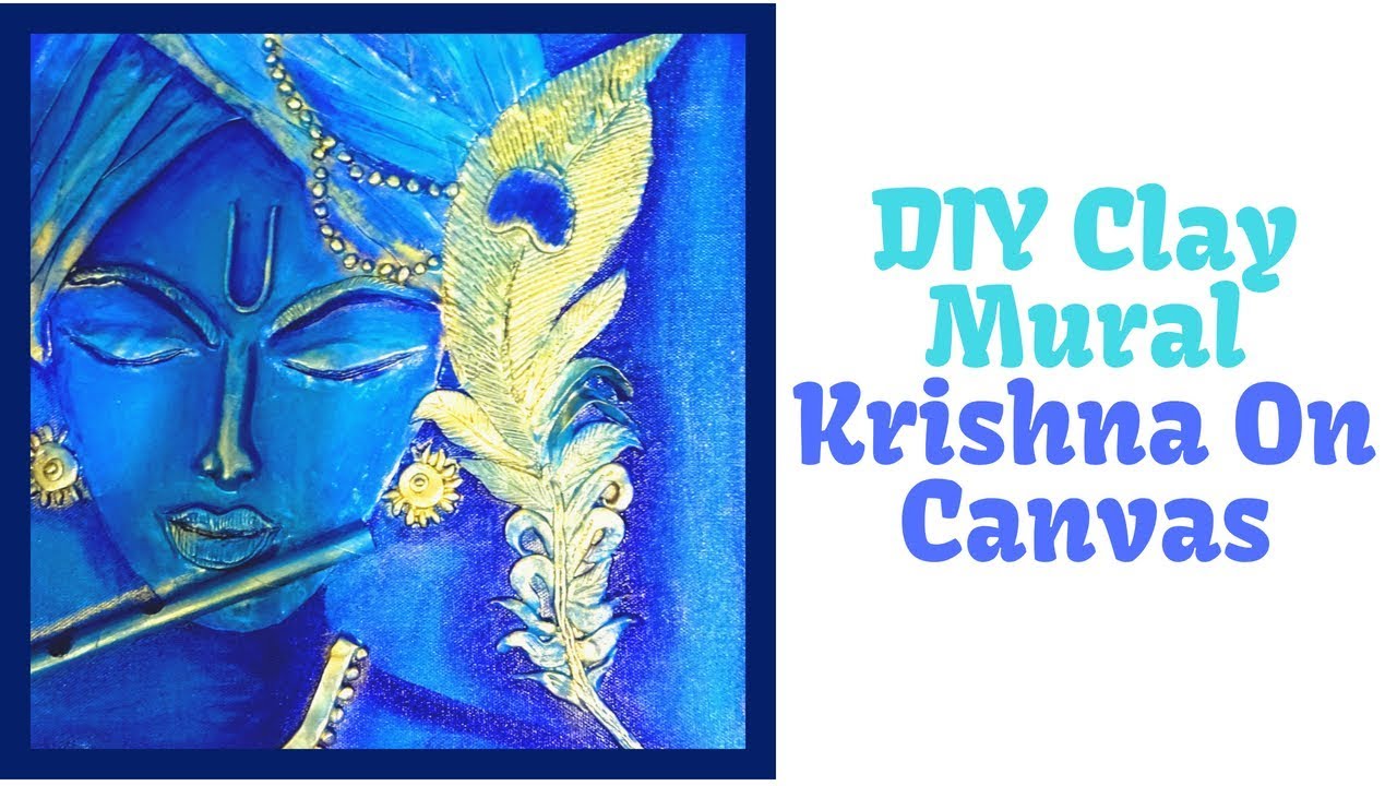 DIY CLAY MURAL KRISHNA ON CANVAS