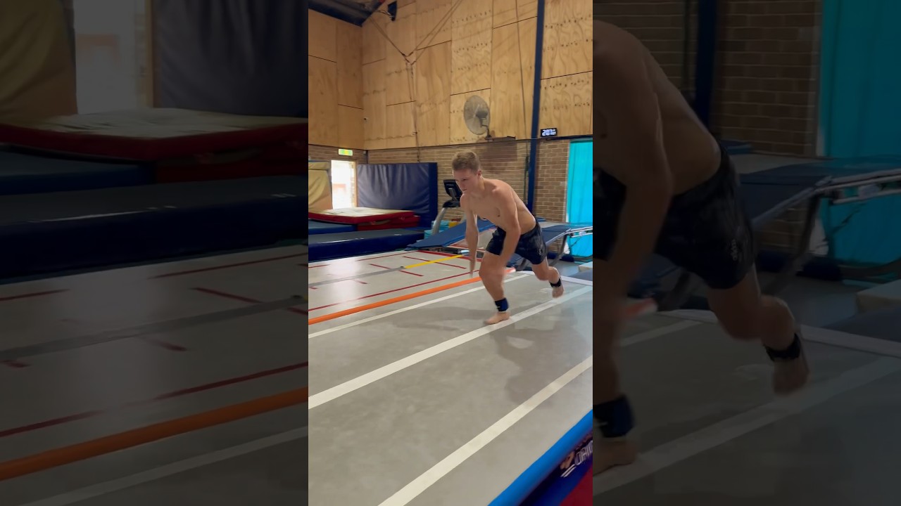 Improving my execution with Pro Tumble ankle magnets! #gym #tumbling #flip #ad