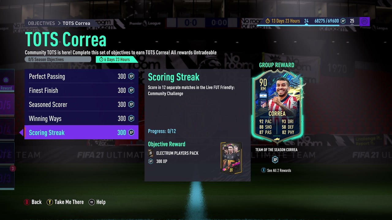 90 TOTS Correa Objectives Free FIFA 21
