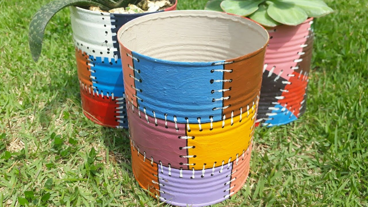 COMO FAZER PINTURAS DE RETALHOS EM LATAS RECICLÁVEIS.
