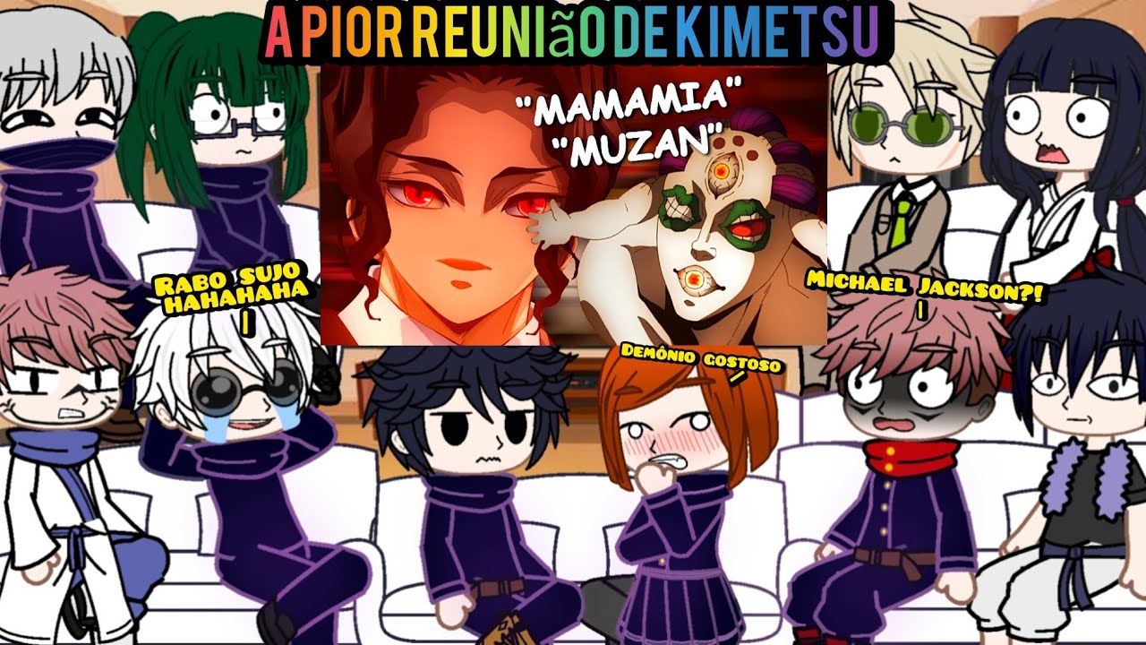 Jujutsu Kaisen react A PIOR REUNIÃO DE KIMETSU (PARÓDIA) 😂❤️ JUJUTSU KAISEN REACT A DEMON SLAYER