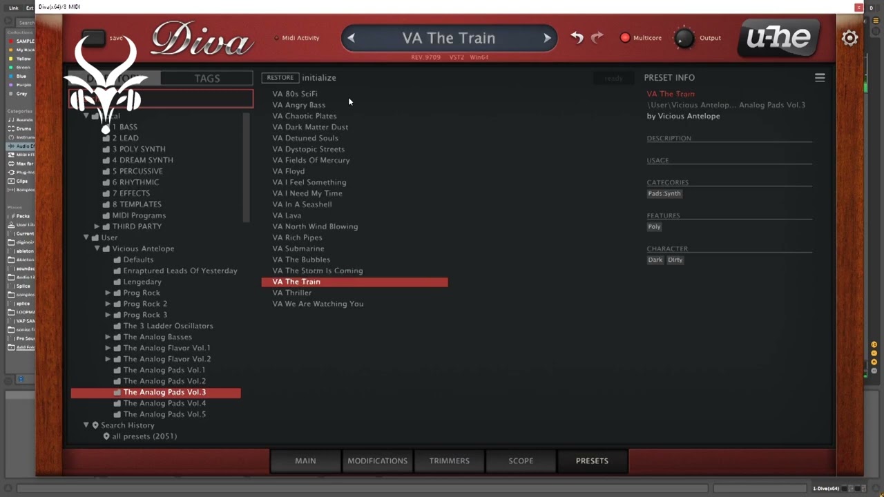 100 DIVA presets for free - The Analog Pads - Vicious Antelope presets walkthrough