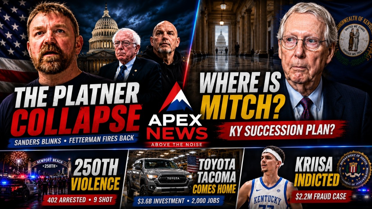 Platner Collapses, Where's Mitch, July 4th Chaos, Kriisa Indicted| Apex News - Above the Noise