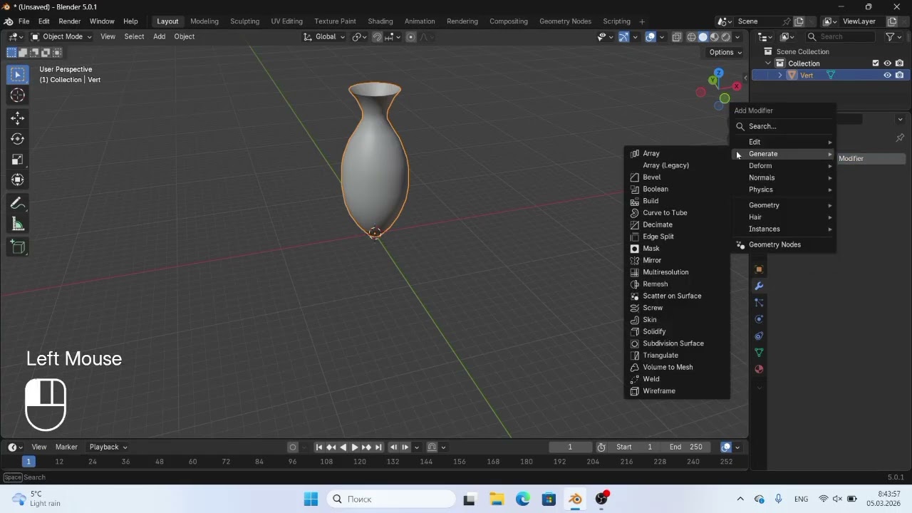 “Blendrda Realistik Ko‘za Modeli | 3D Modeling Masterclass”“Blender 3D: Professional Ko‘za