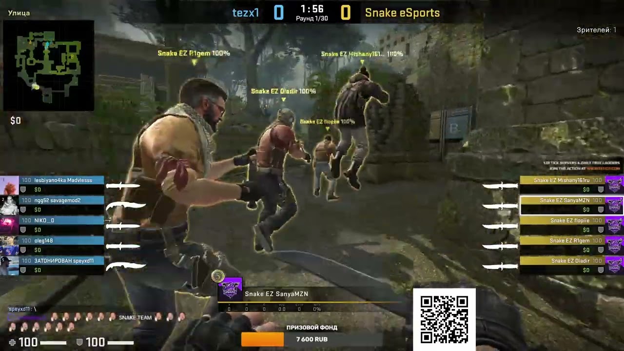Раунд 5. ПОЛУ-ФИНАЛ! КИБЕРСПОРТ СЁПИК ПАТИ! SNAKE TEAM -TEZX1