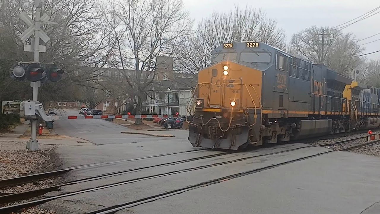 CSXT 3278 leads CSX L644 at Tryon Street Columbia SC on the CSX Columbia Subdivision the S-Line 