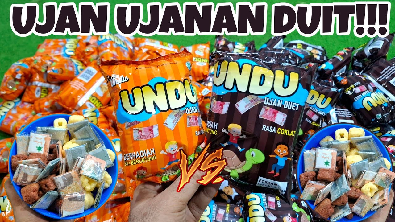 VIRAL!!! UJAN UJANAN DUIT!!! UNBOXING CIKI UNDU COKLAT vs OREN