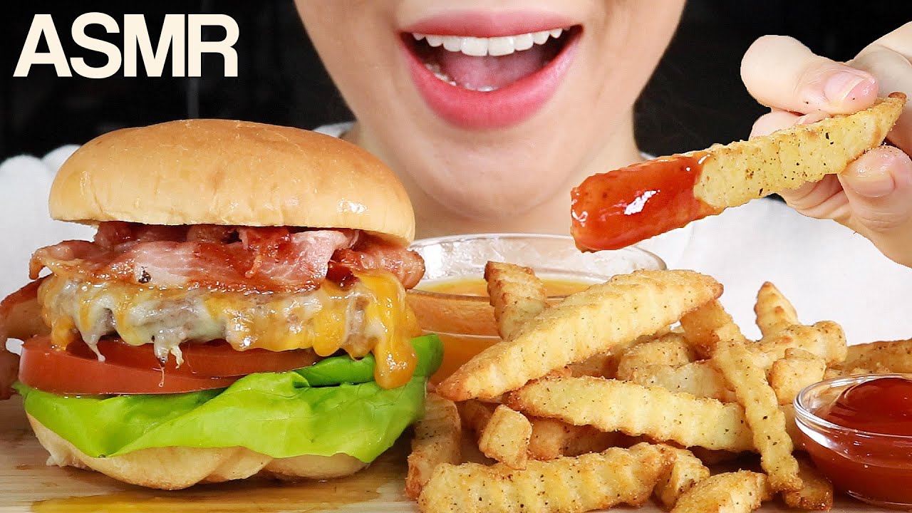 ASMR Cheesy Burger & Fries 🍔🍟Eating Sounds Mukbang