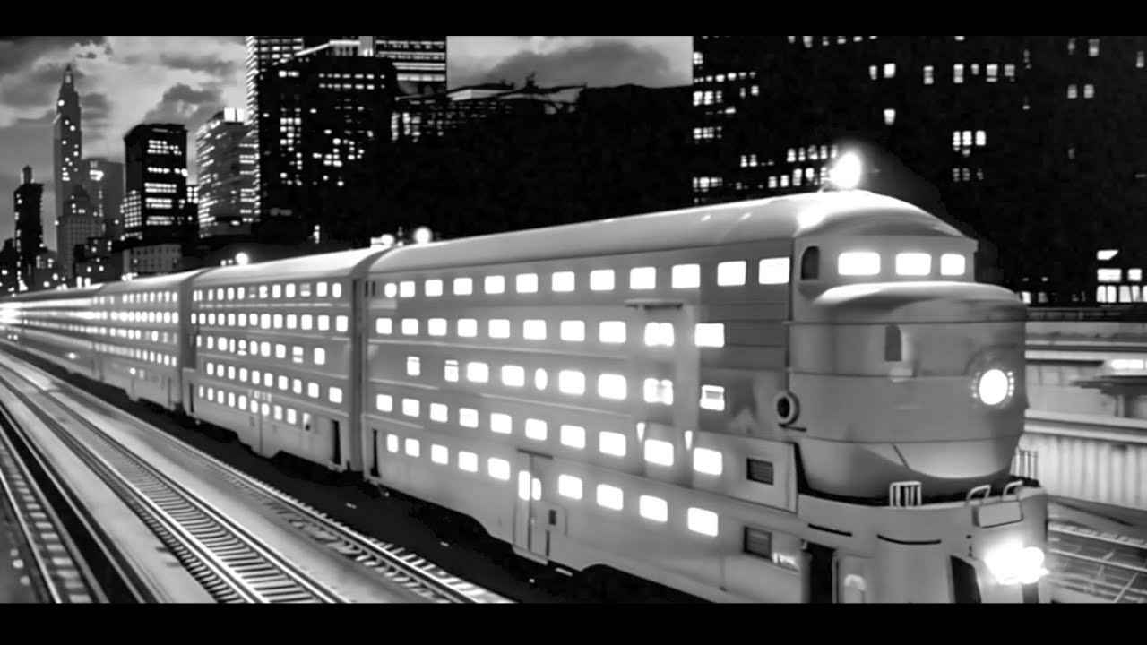 Synthsaga SciFi:  20th century retro TrainPunk V3 - Chalk line- ,parallel dimension