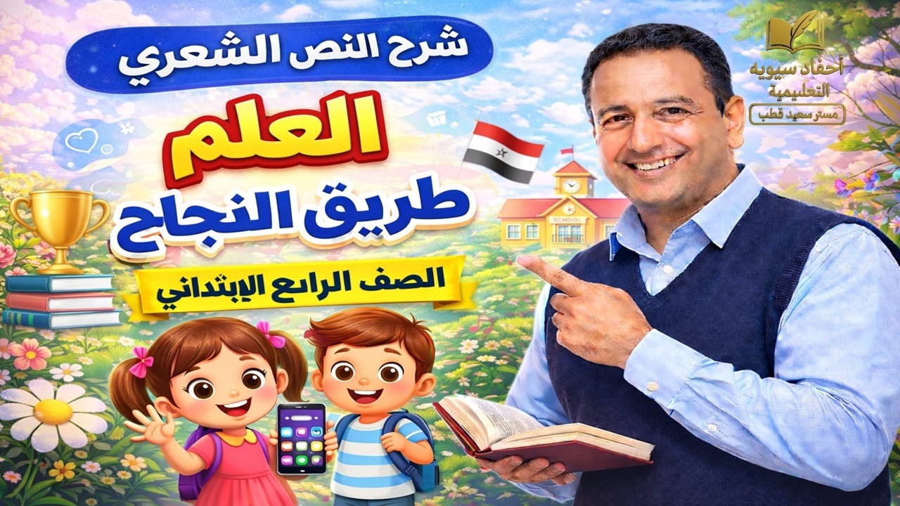 شرح النص الشعري العلم طريق النجاح | الصف الرابع الابتدائي | لغة عربية الترم الثاني