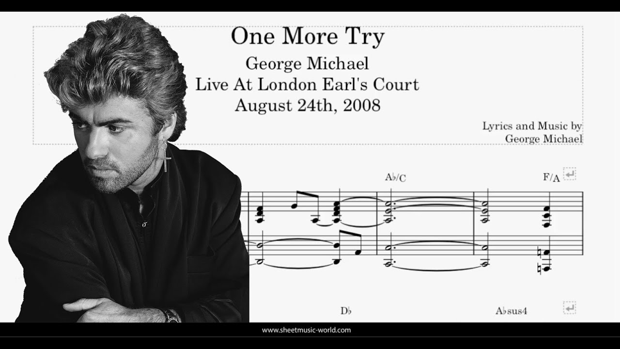 One More Try - George Michael - Piano Voice - (Sheets Piano score Tutorial George Michael)