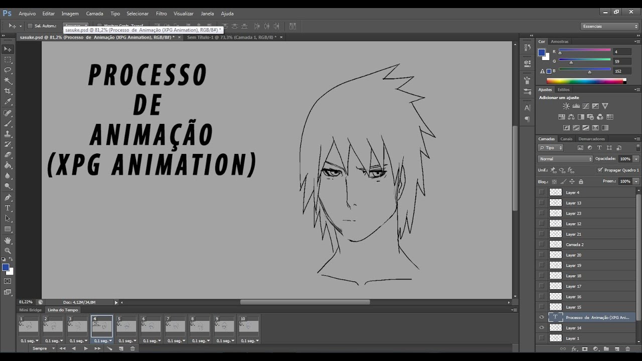 Processo de animação (Inbetweening) Sasuke Naruto-Shippuuden