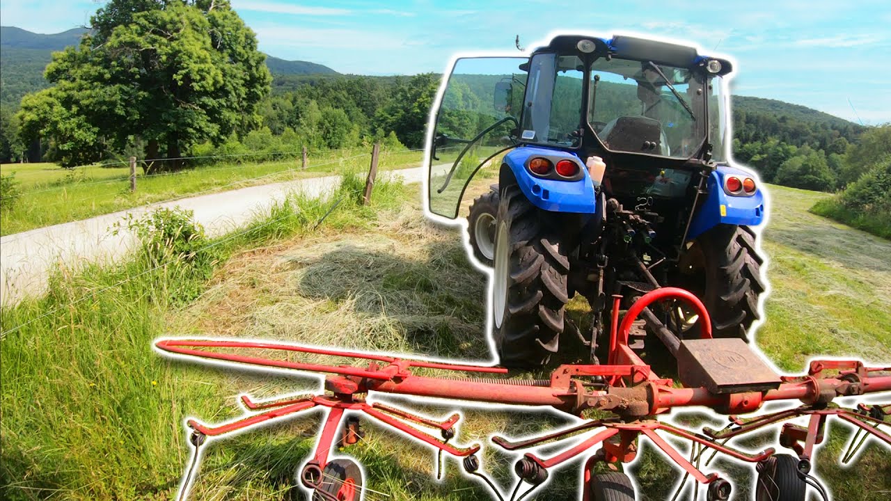 POV First Cut 2025 - Turning The Hay On The First Field | New Holland T4.75, SIP Spider 455 Pro