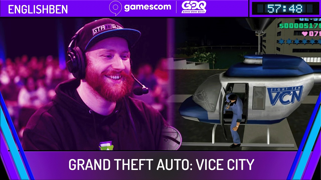 Grand Theft Auto: Vice City by EnglishBen in 57:48 - gamescom GDQ 2026