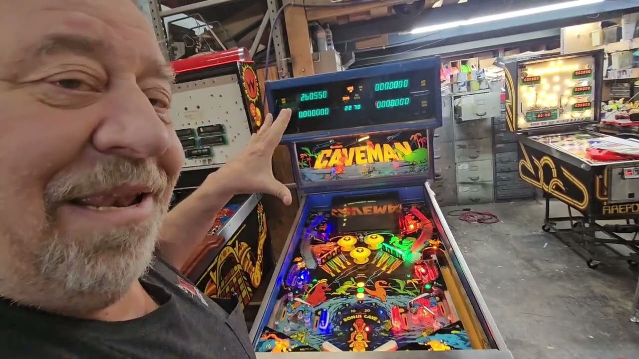 #1799 Gottlieb CAVEMAN Pinball Machine first with Arcade Game to play!  TNT Amusements