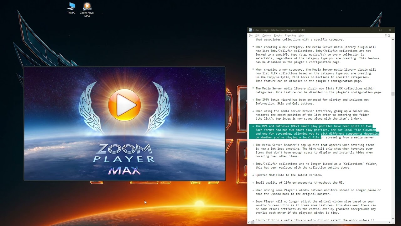 Zoom Player v21.4 : Whats New