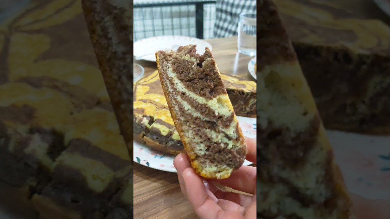 Zebra cake in pan  