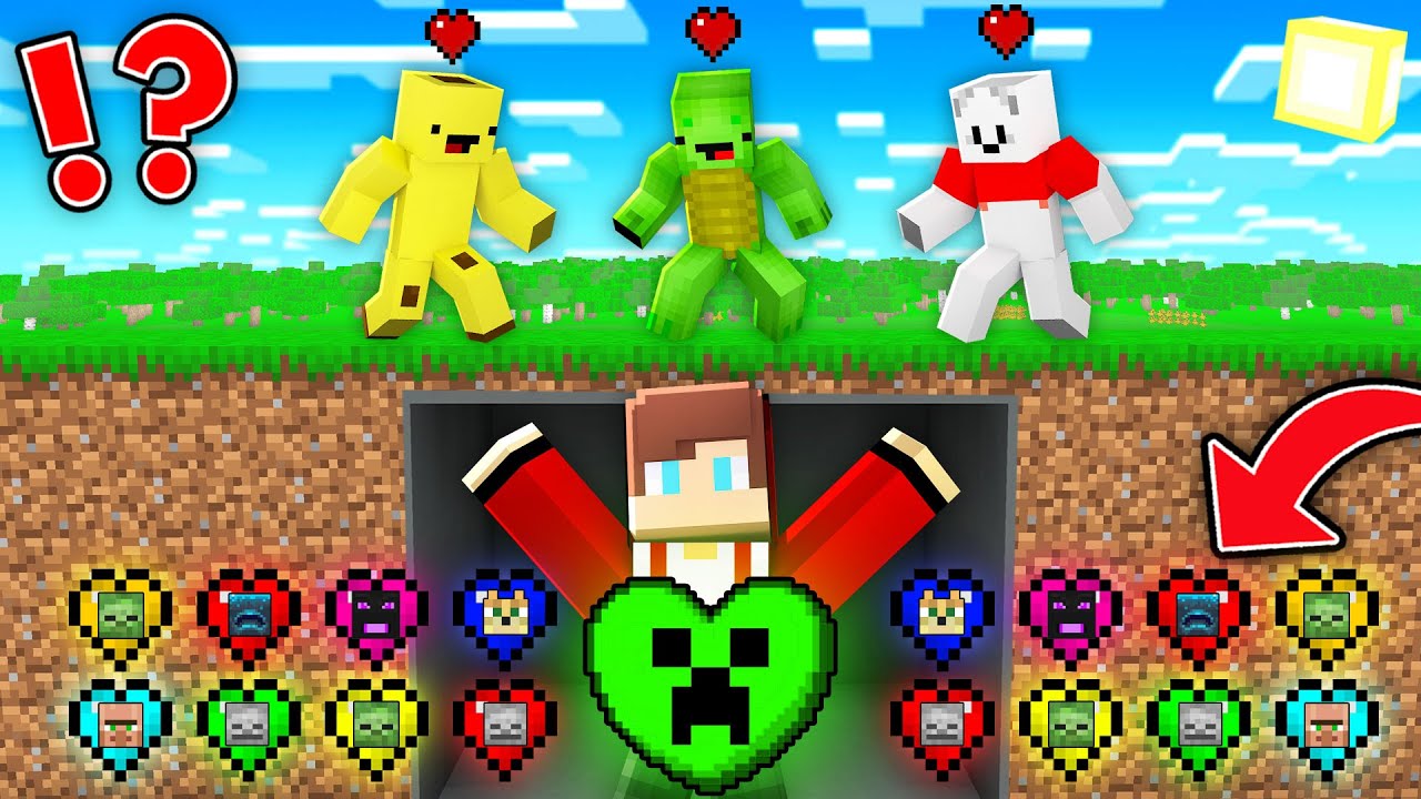 INFINITY MOBS HEARTS Speedrunner vs Hunters : JJ vs Mikey  in Minecraft Maizen!