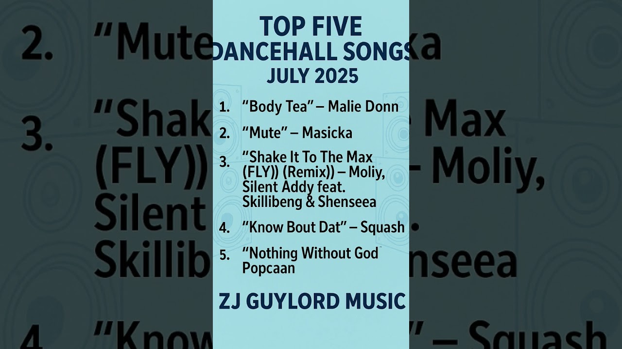 TOP FIVE DANCEHALL SONG'S CHART JULY 2025