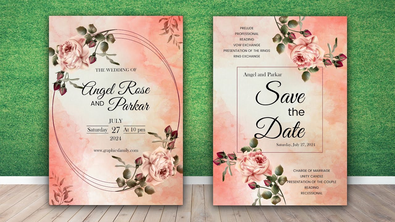 Watercolor Wedding Invitation Card Design - Adobe Photoshop Tutorial