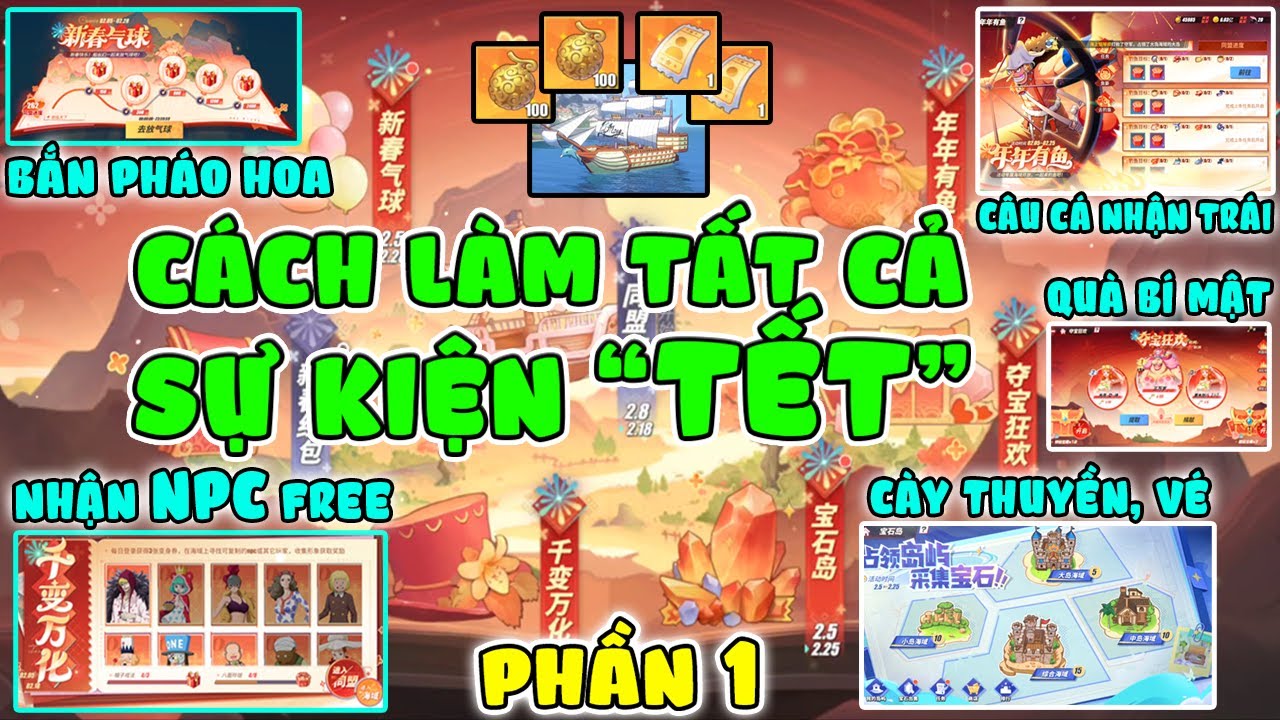 Hướng Dẫn Làm Tất Cả Sự Kiện TẾT 2024 Nhận NPC, Thuyền S Free, Vé, Trái - One Piece Fighting Path