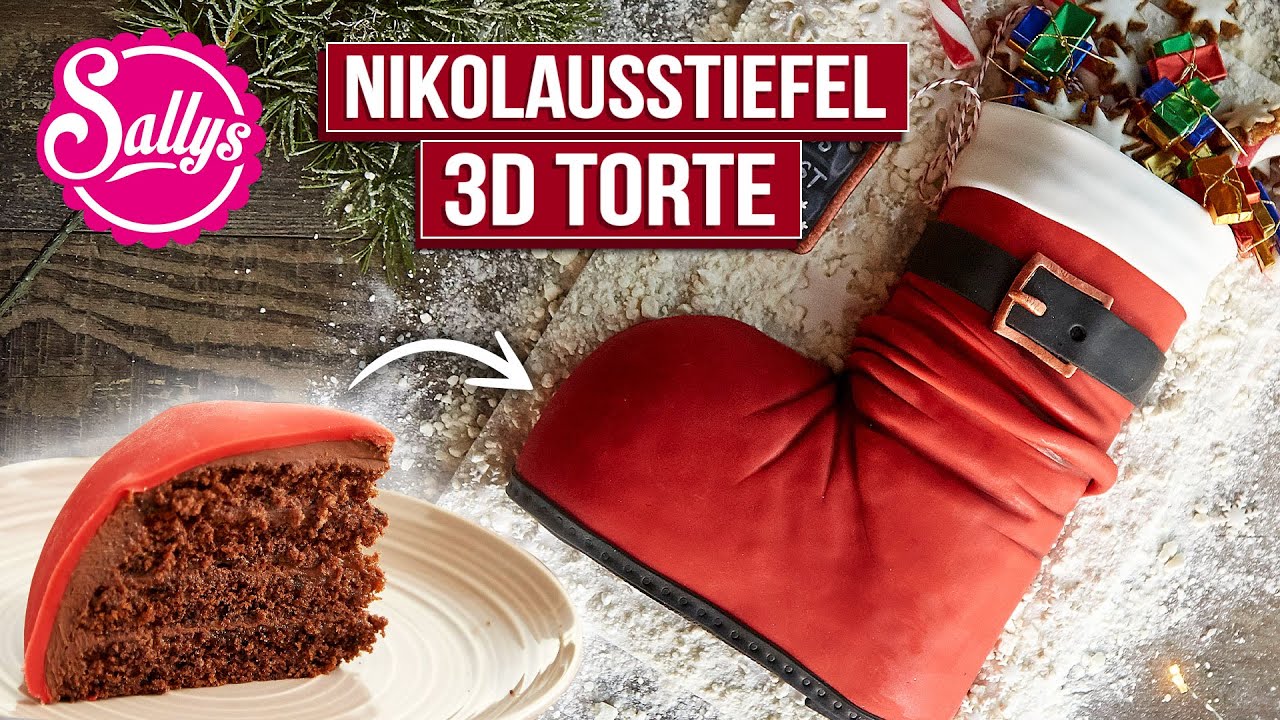 3D Weihnachtstorte // Weihnachtsstiefel /christmas cake/ Nikolausstiefel / Sallys Welt