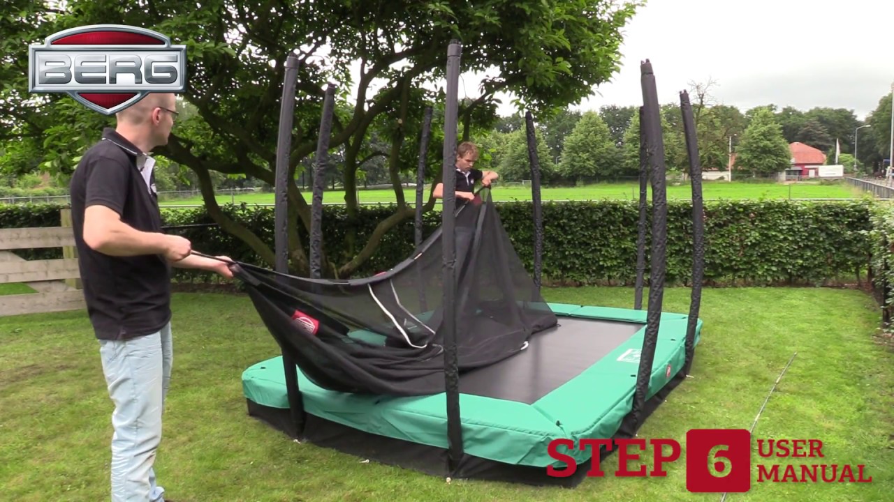 Montage BERG InGround Ultim Champion trampoline + veiligheidsnet