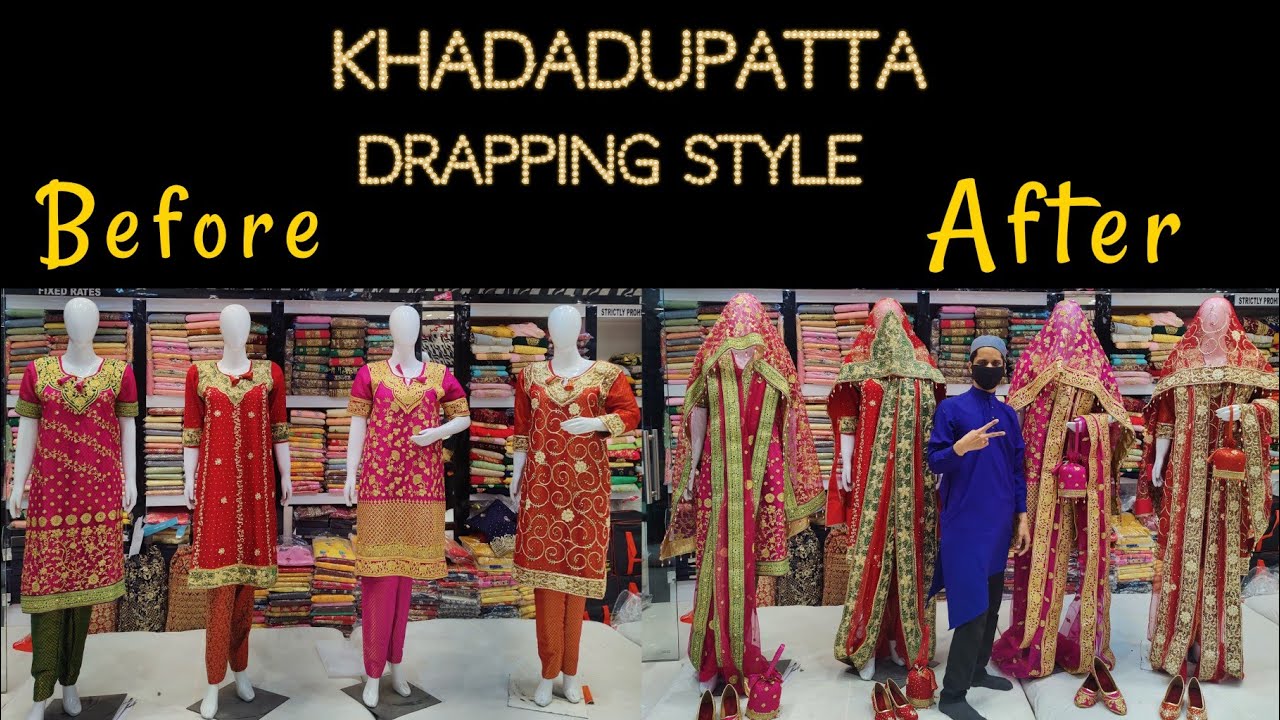 Easiest Way To Drape Khadadupatta Without Pins | Khadadupatta Draping Style | Saaz Designer |