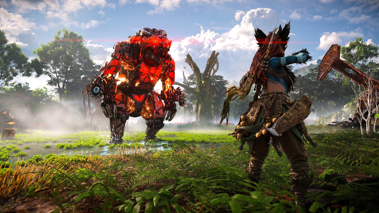 Horizon Forbidden West - Bandit Hideout Stealth Takedowns & Fireclaw Battle