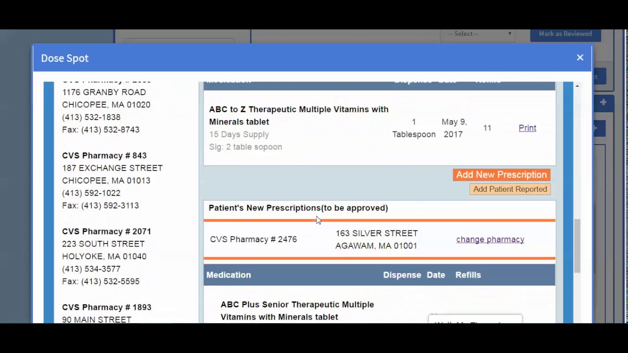 EMR charting Medication ordering screen
