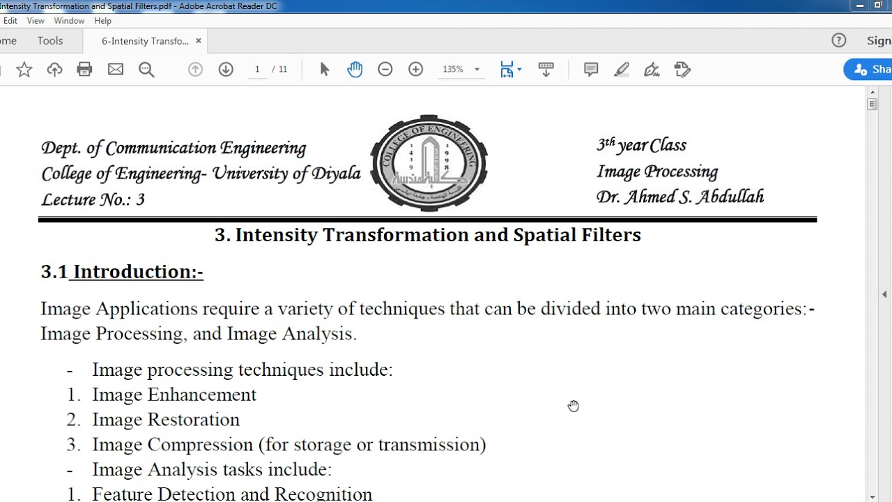 Intensity Transformation and Spatial Filters