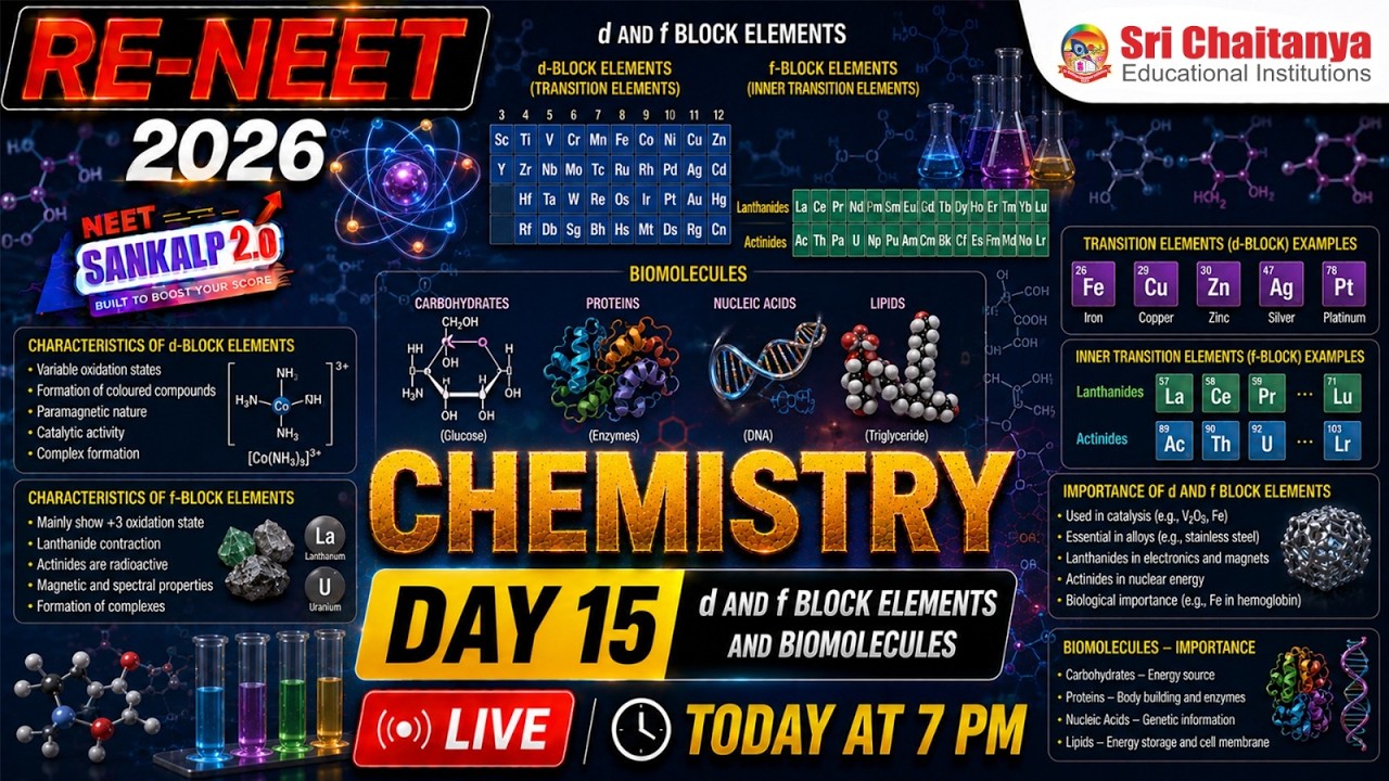 🚀 Sankalp 2.0 RE-NEET 2026 Free Crash Course | D and F block Elements & Biomolecules | Re-NEET Prep