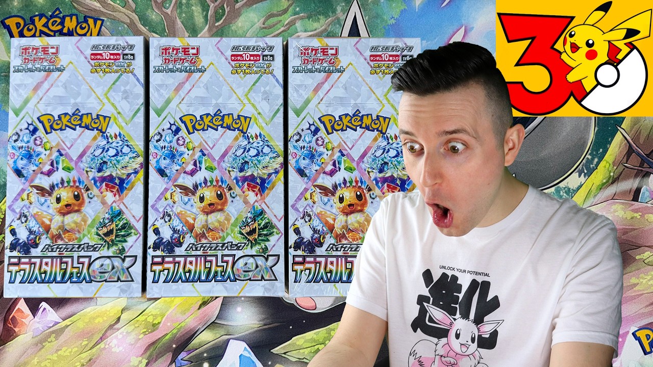 Pokémon 30th Anniversary - 3 Terastal Festival Booster Boxes Unboxing