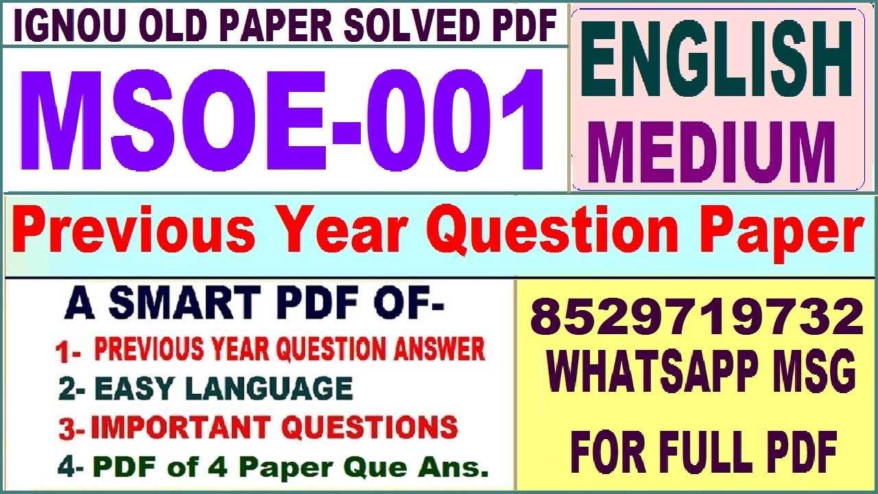 MSOE 001 Previous Year Question Paper Solved in English || msoe 001 important questions with answers